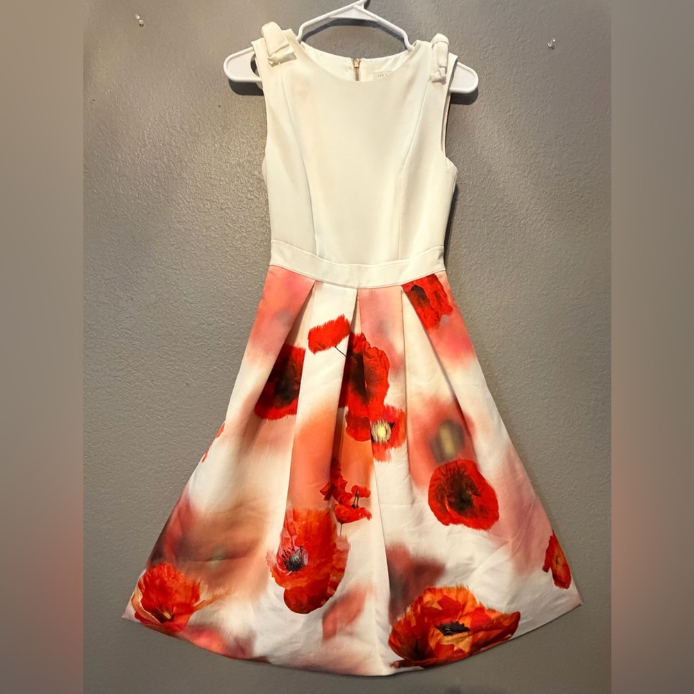 Ted Baker White Dress with Floral Skirt
